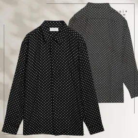 Saint Laurent  |Dots Silk Long Sleeves Luxury Shirts