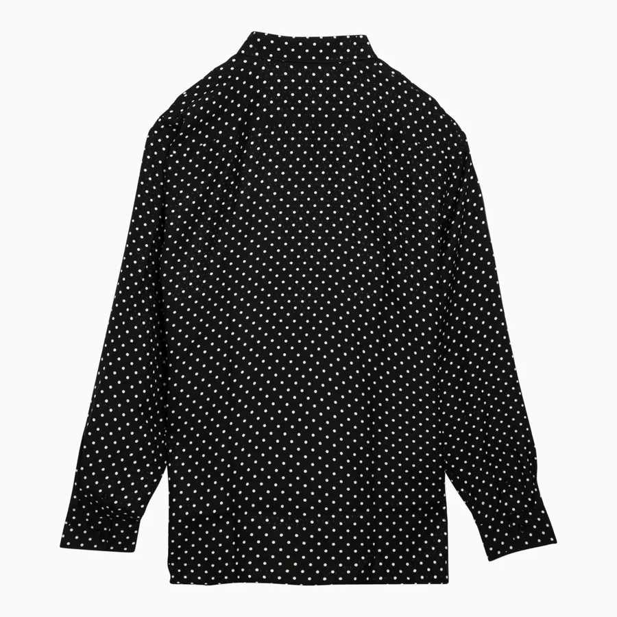 Saint Laurent  |Dots Silk Long Sleeves Luxury Shirts