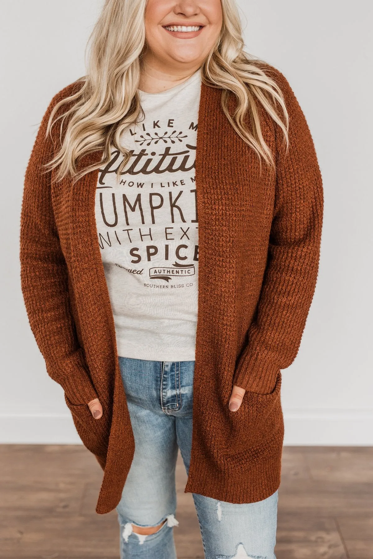 Season Of Change Knit Cardigan- Deep Rust