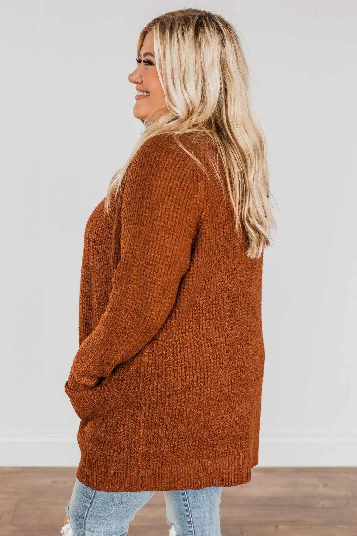 Season Of Change Knit Cardigan- Deep Rust