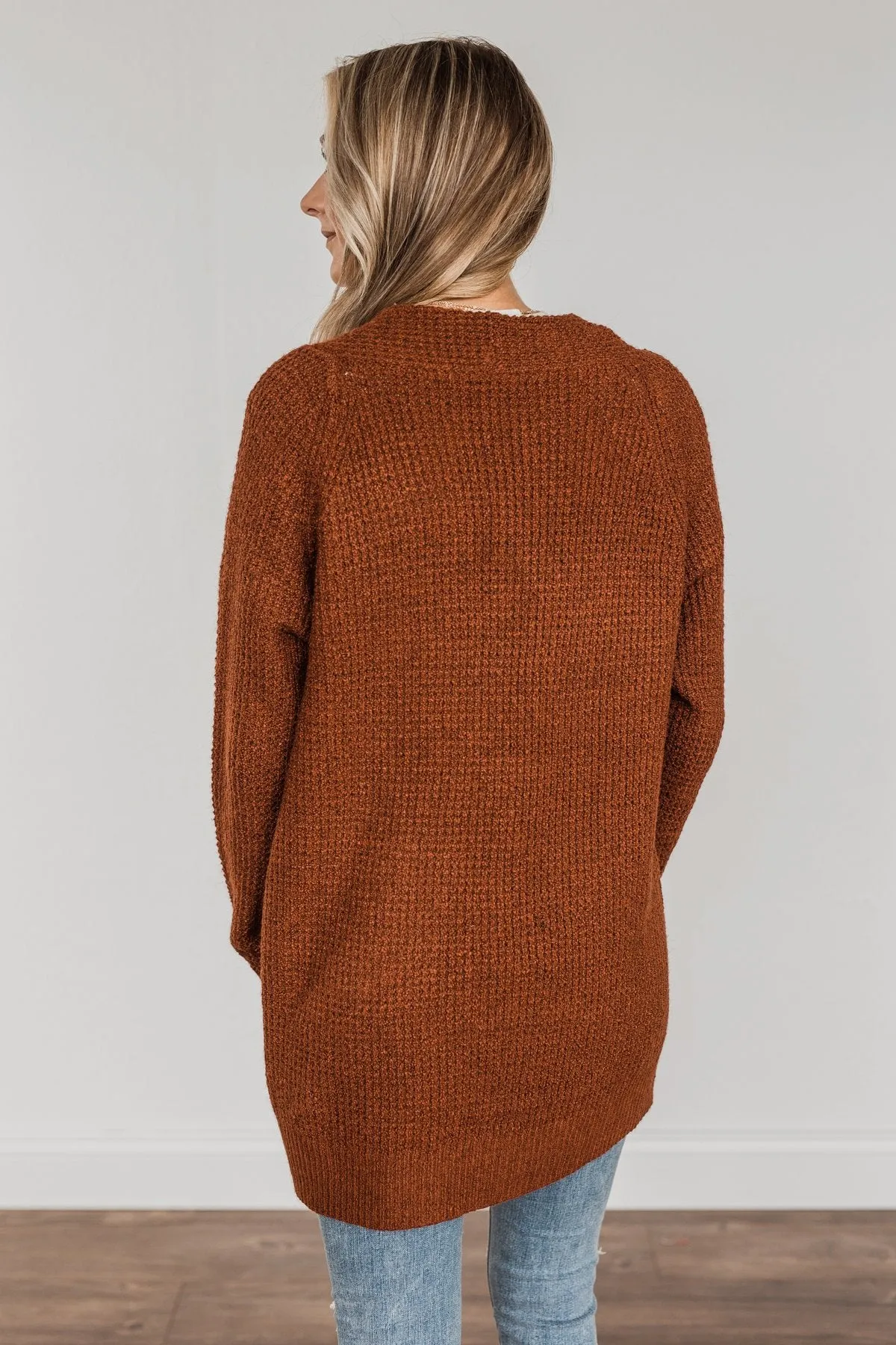 Season Of Change Knit Cardigan- Deep Rust