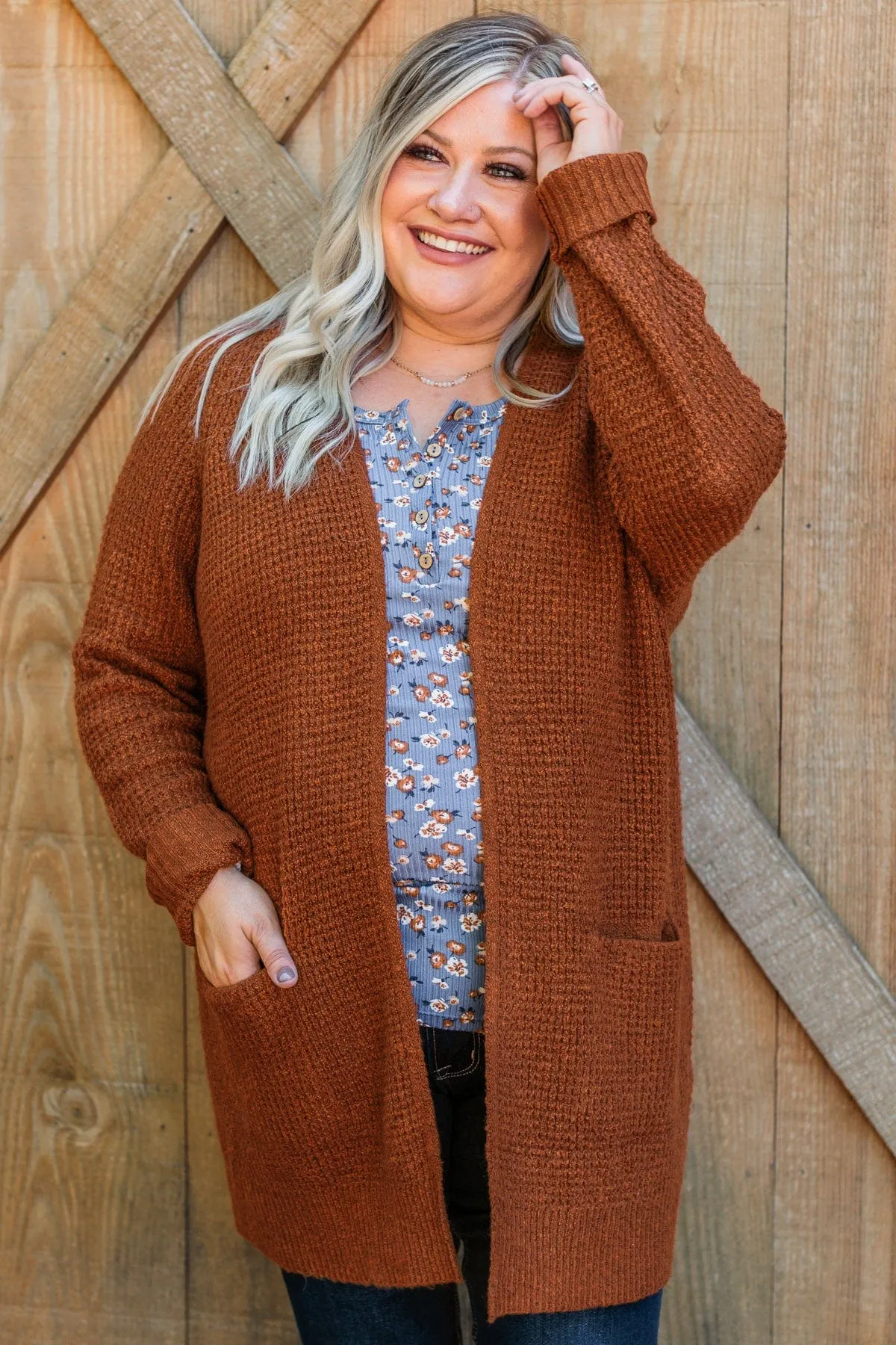 Season Of Change Knit Cardigan- Deep Rust