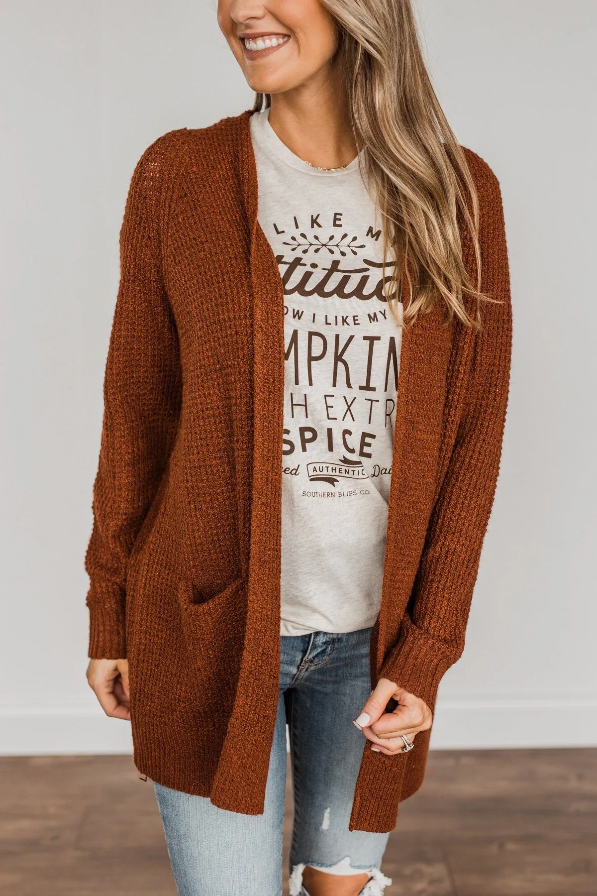 Season Of Change Knit Cardigan- Deep Rust