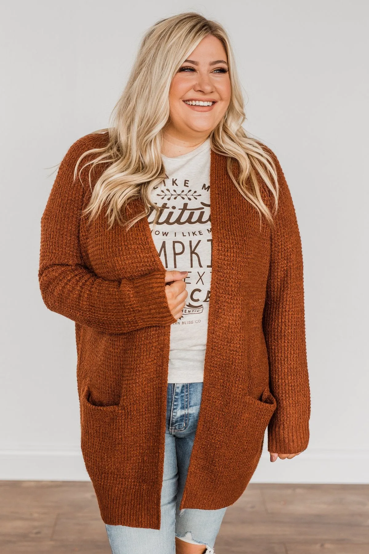 Season Of Change Knit Cardigan- Deep Rust