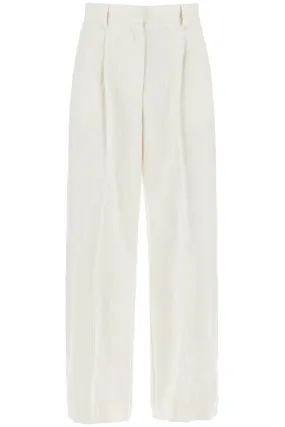 silk and cotton corduroy pants made 243 WRB0202 FB0191 MERINGUE