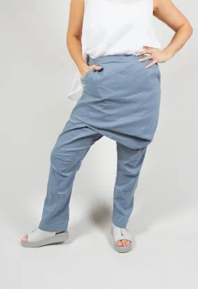 Slim Trousers with Front Overlay in Water