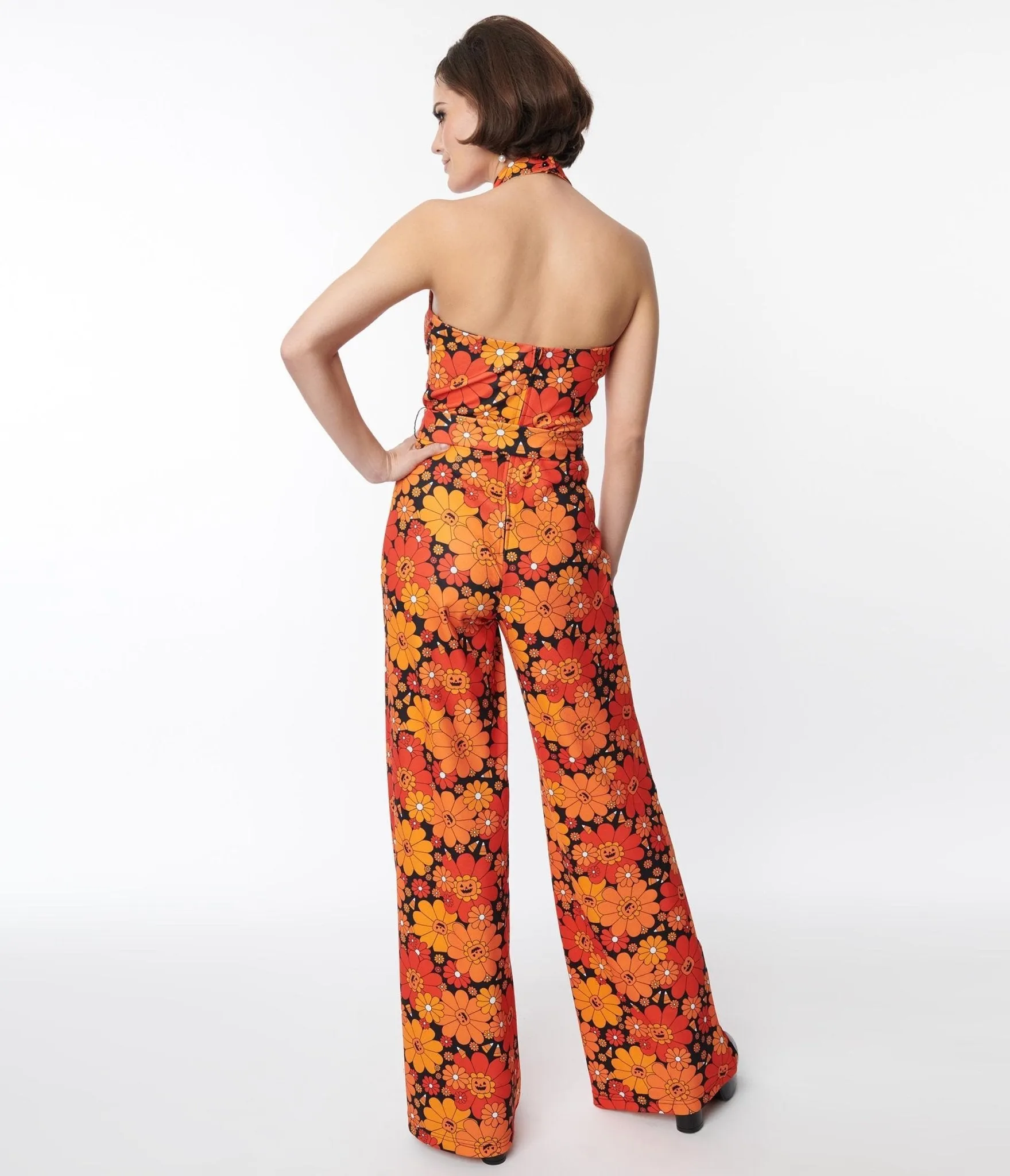 Smak Parlour Pumpkin Mod Floral Glamour Goddess Jumpsuit