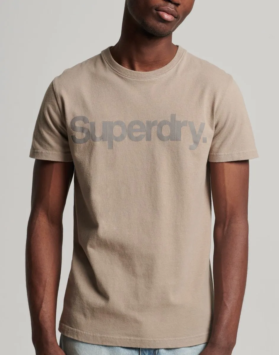 Superdry Classic Logo Crew Neck T-Shirt Stone Dark Grey