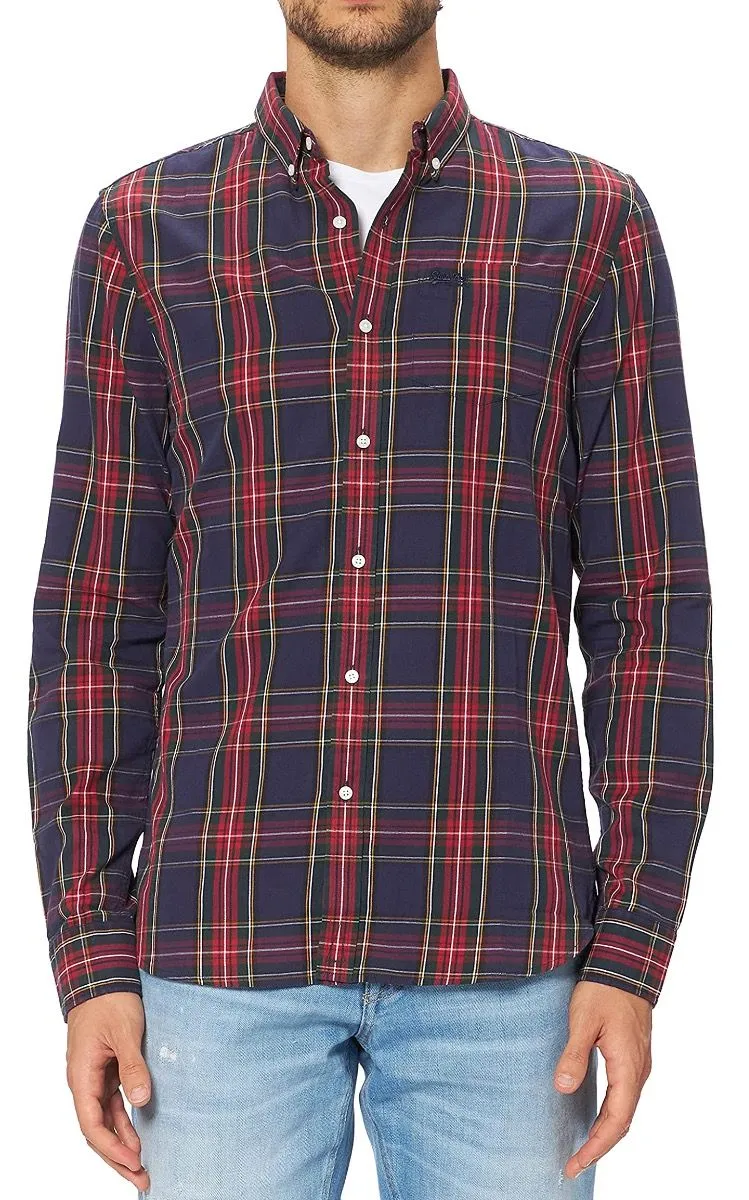 Superdry Classic London Bonded Check Shirt Green Dahlia