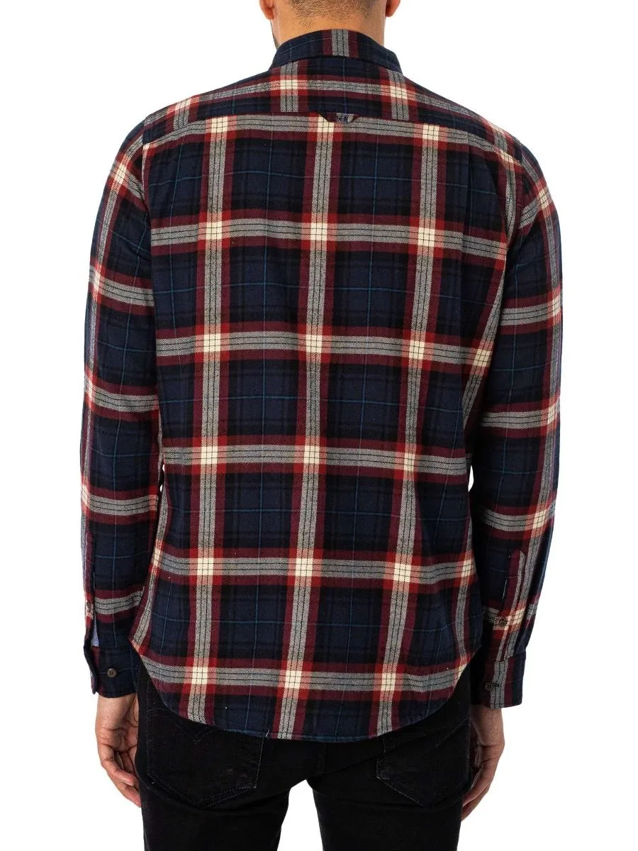 Superdry Cotton Lumberjack Long Sleeve Shirt Oregon Check Navy