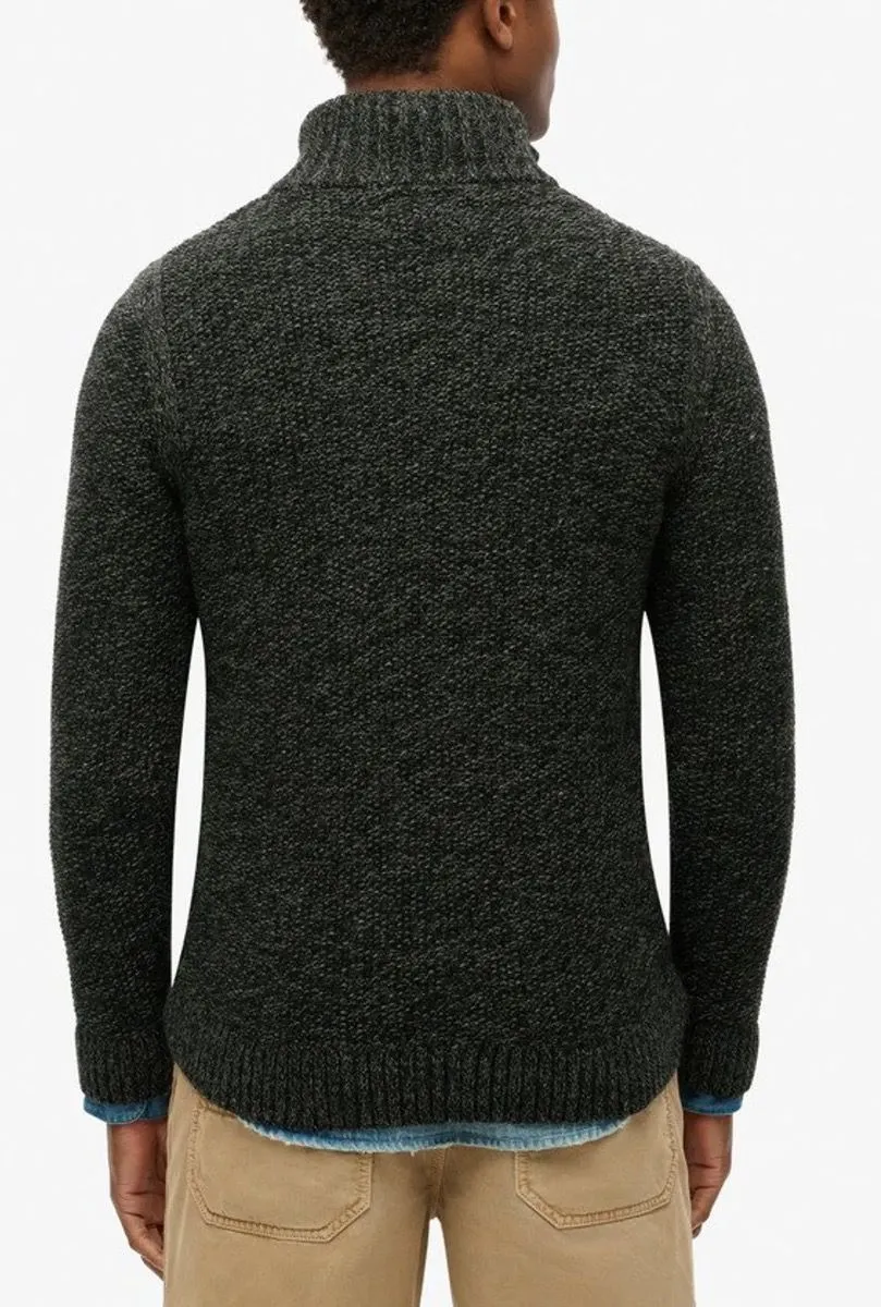 Superdry Jacob Half Zip Knitted Jumper Black Twist