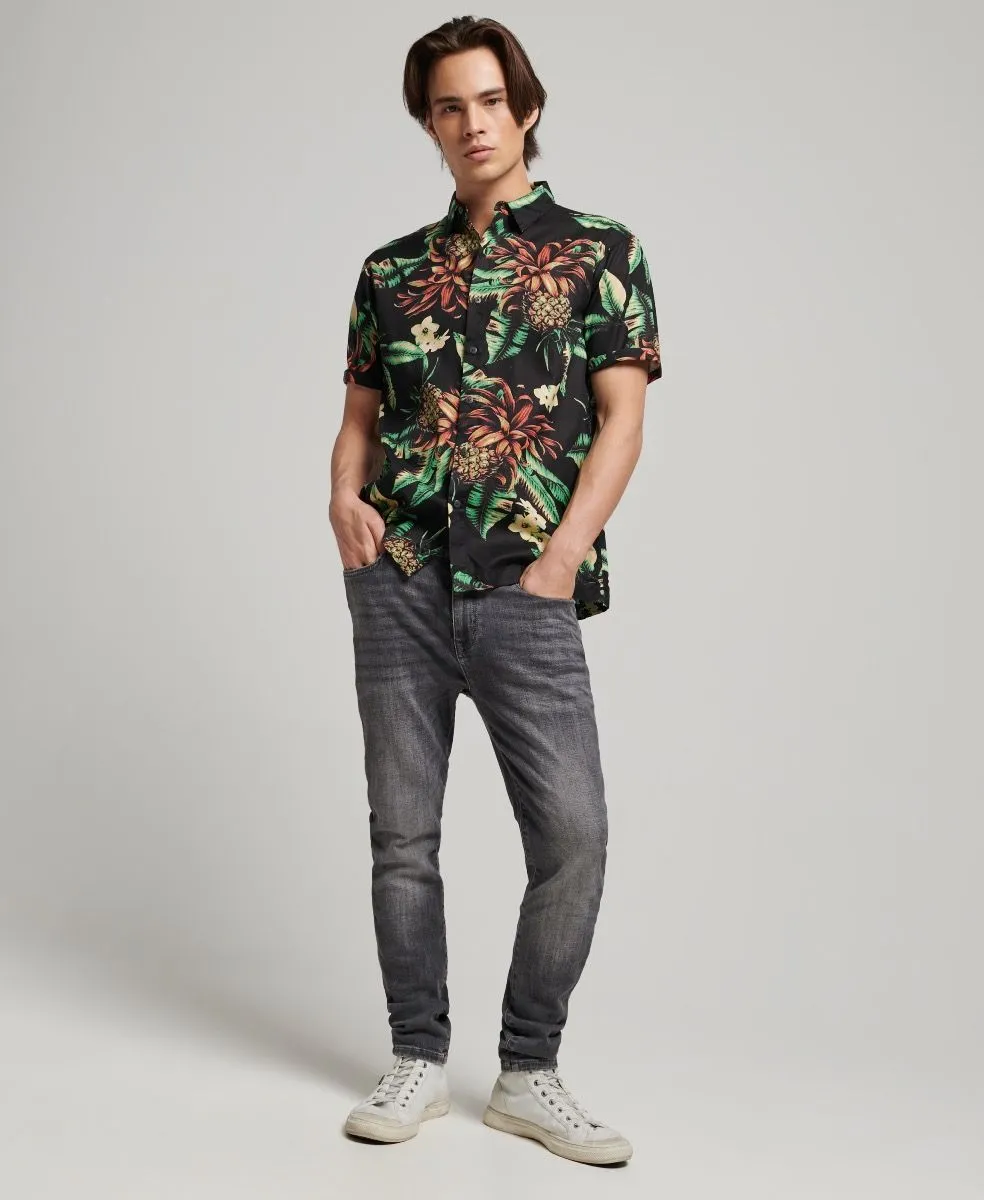 Superdry Vintage Hawaiian Short Sleeve Shirt Black Pineapples