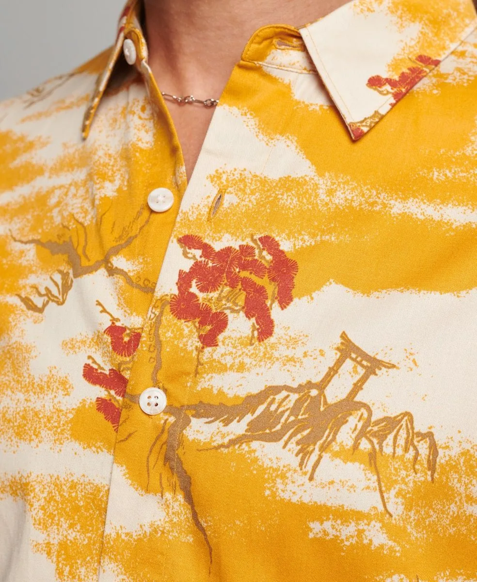 Superdry Vintage Hawaiian Short Sleeve Shirt Yellow Clouds