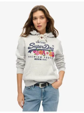 Superdry Vintage Logo Premium Floral Hoodie - Grey