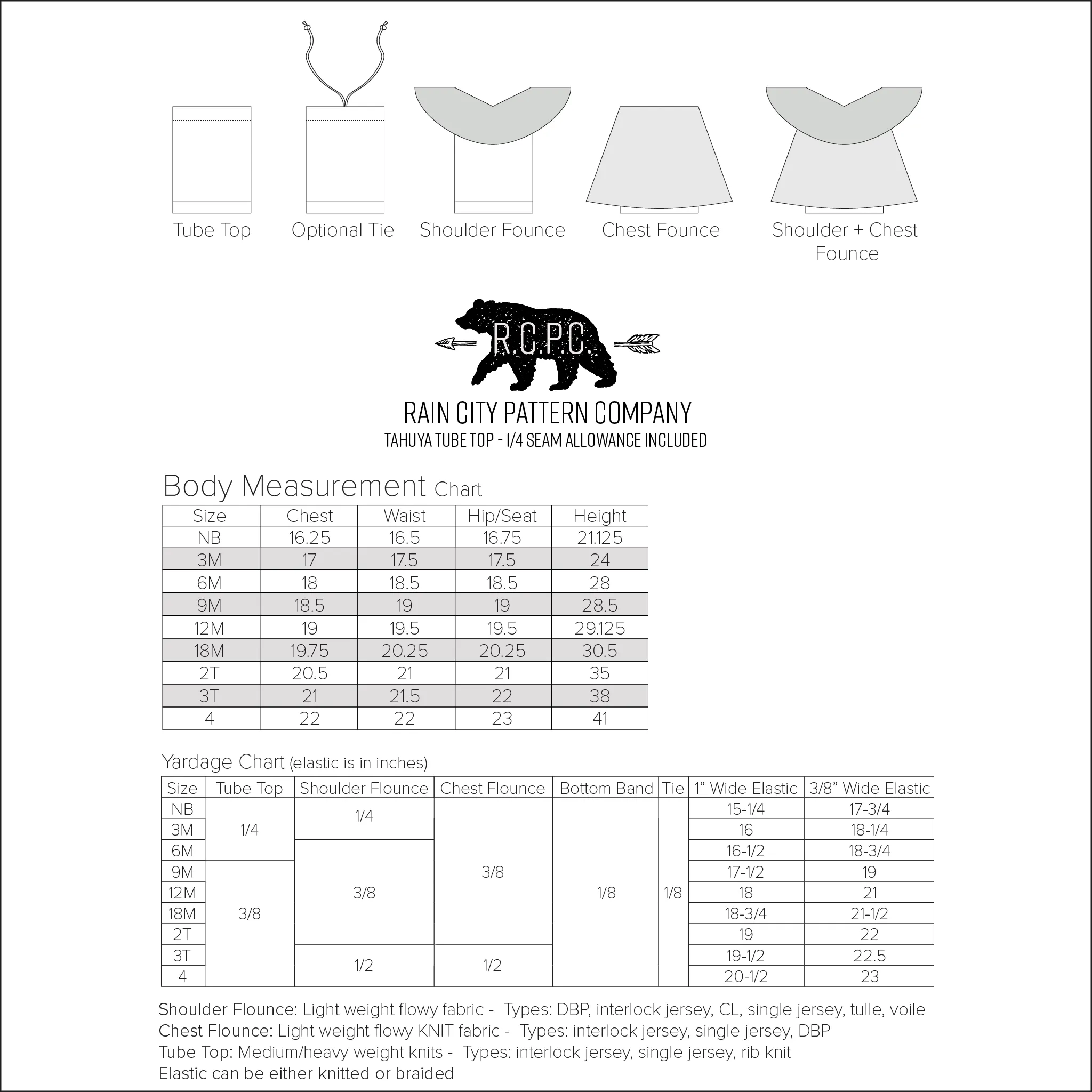 Tahuya Tube Top  |  Baby to Preschool Sizes NB - 4 | Beginner Level Sewing Pattern