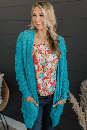 Take Another Look Popcorn Cardigan- Bright Blue