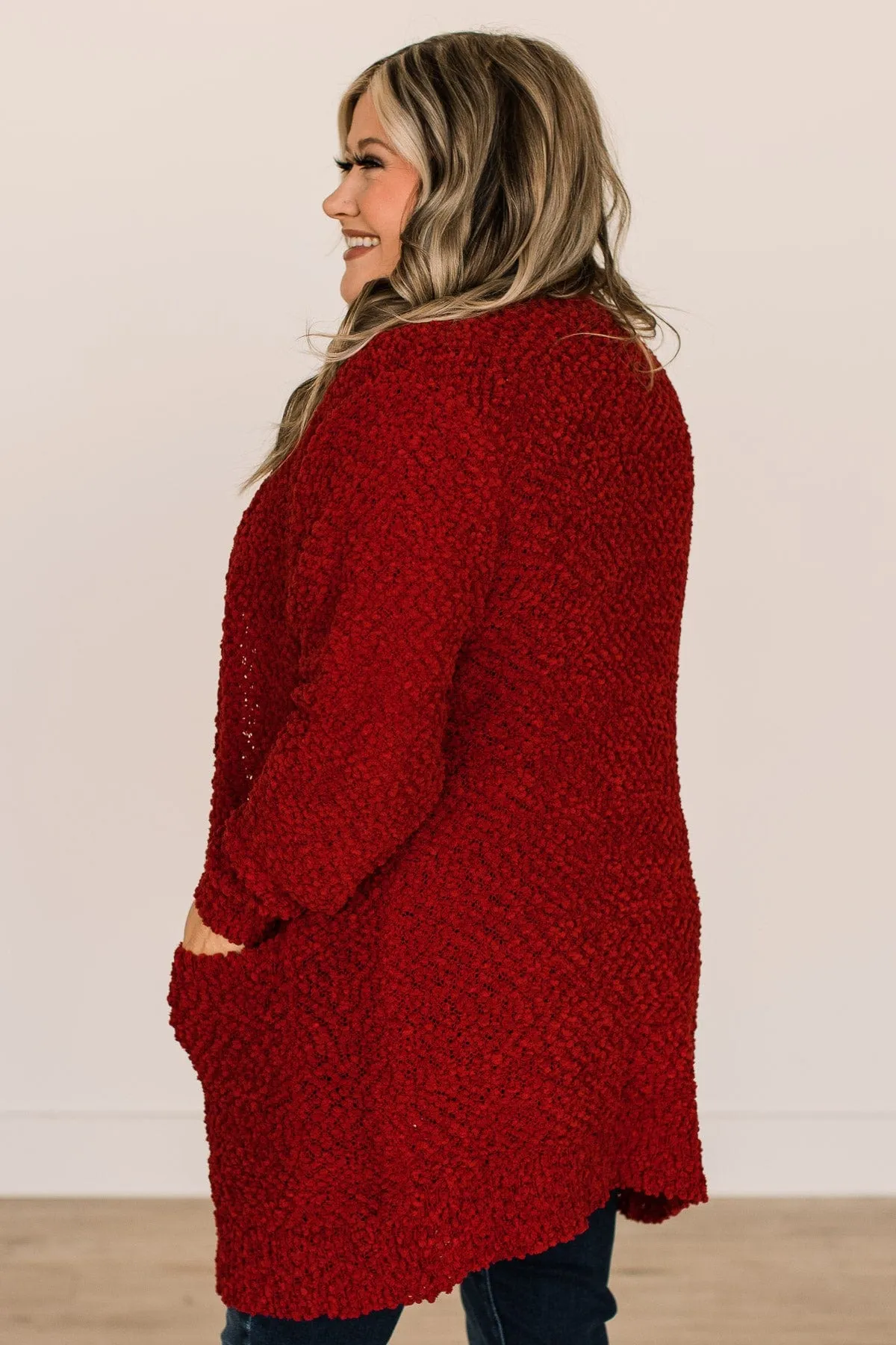 Take Another Look Popcorn Cardigan- Deep Red