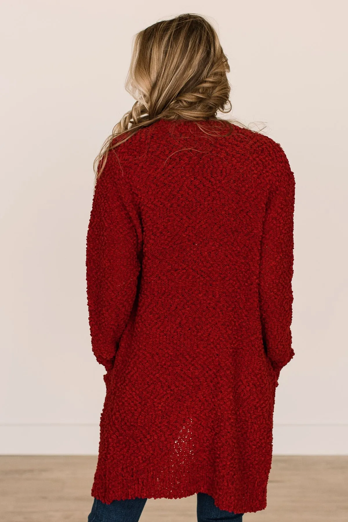 Take Another Look Popcorn Cardigan- Deep Red