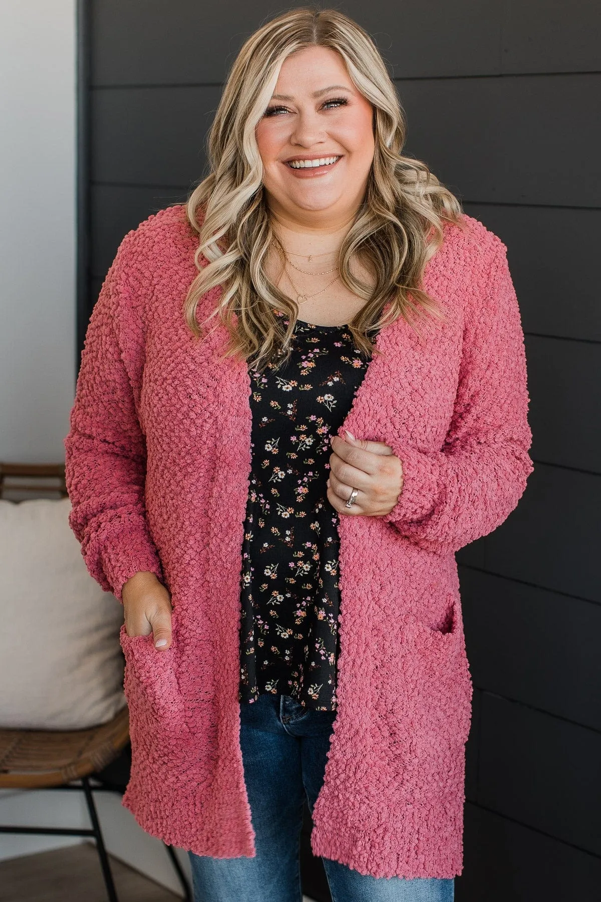 Take Another Look Popcorn Cardigan- Dusty Rose