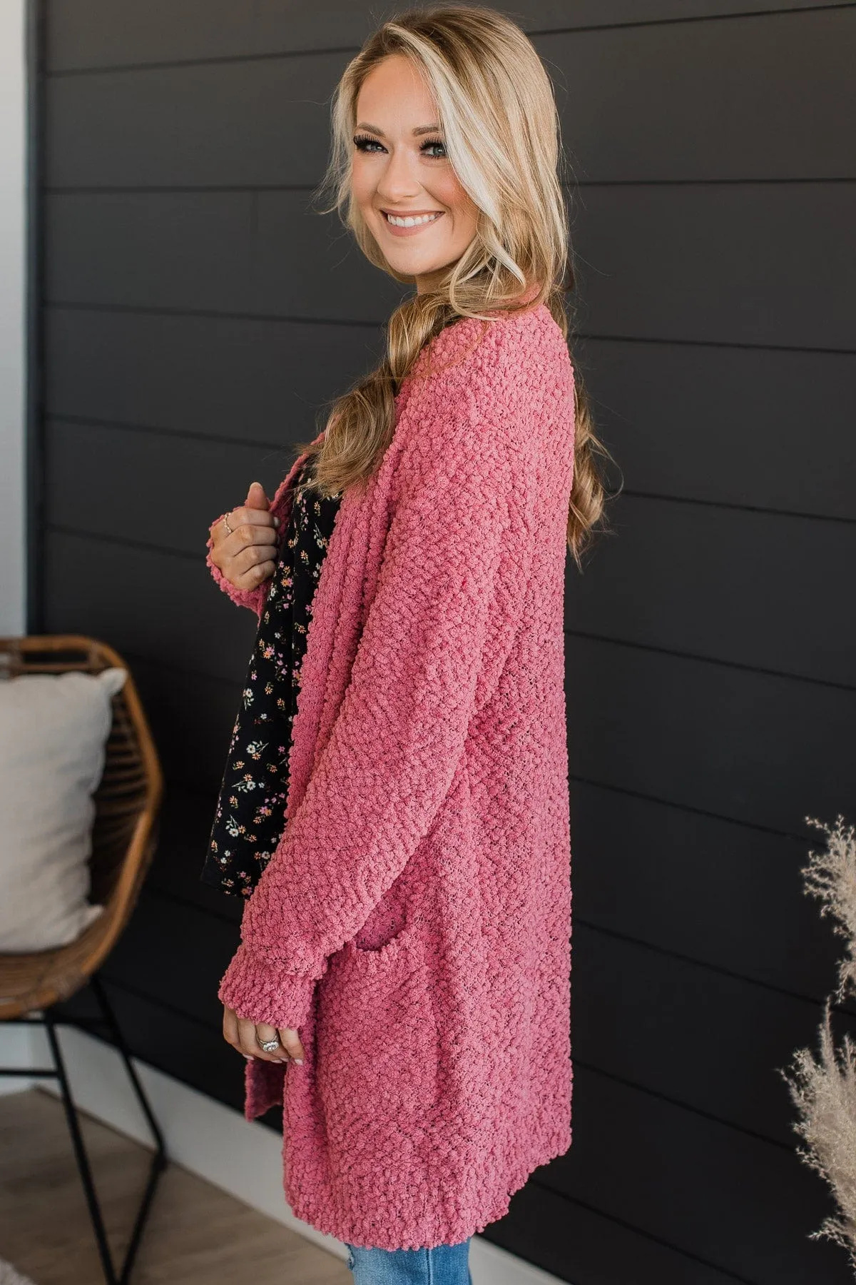 Take Another Look Popcorn Cardigan- Dusty Rose