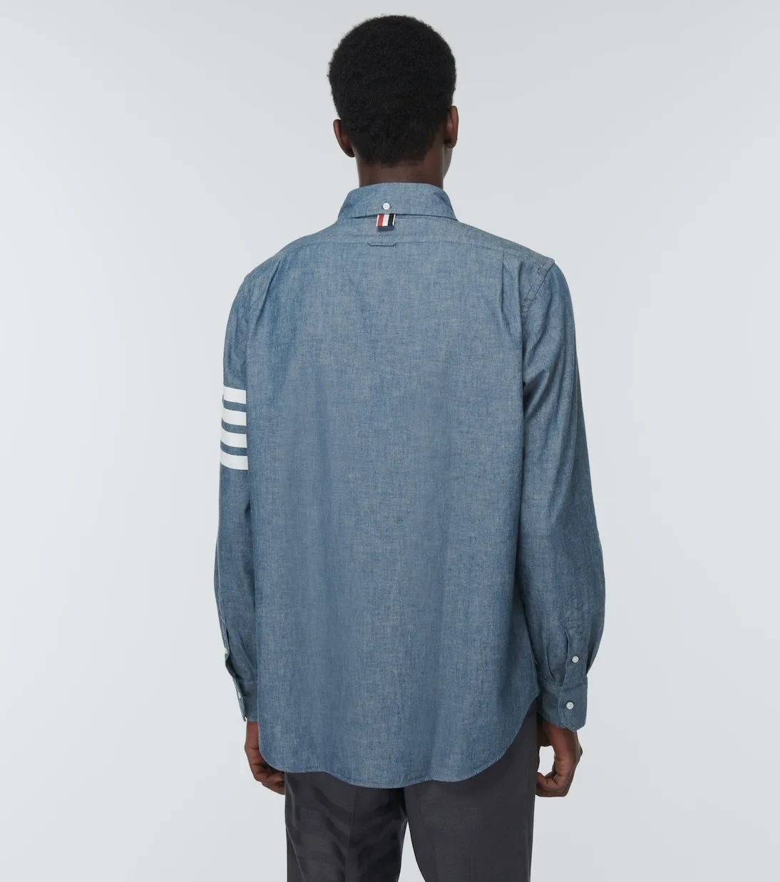 THOM BROWNE  |Stripes Long Sleeves Plain Cotton Logo Designers Shirts