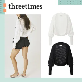 threetimes  |Street Style Long Sleeves Plain Cardigans