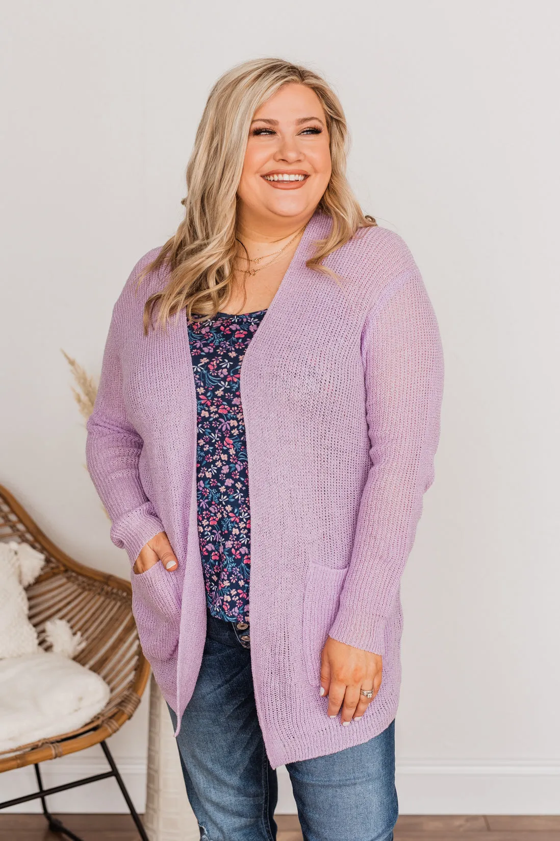 Time For An Adventure Knit Cardigan- Lilac