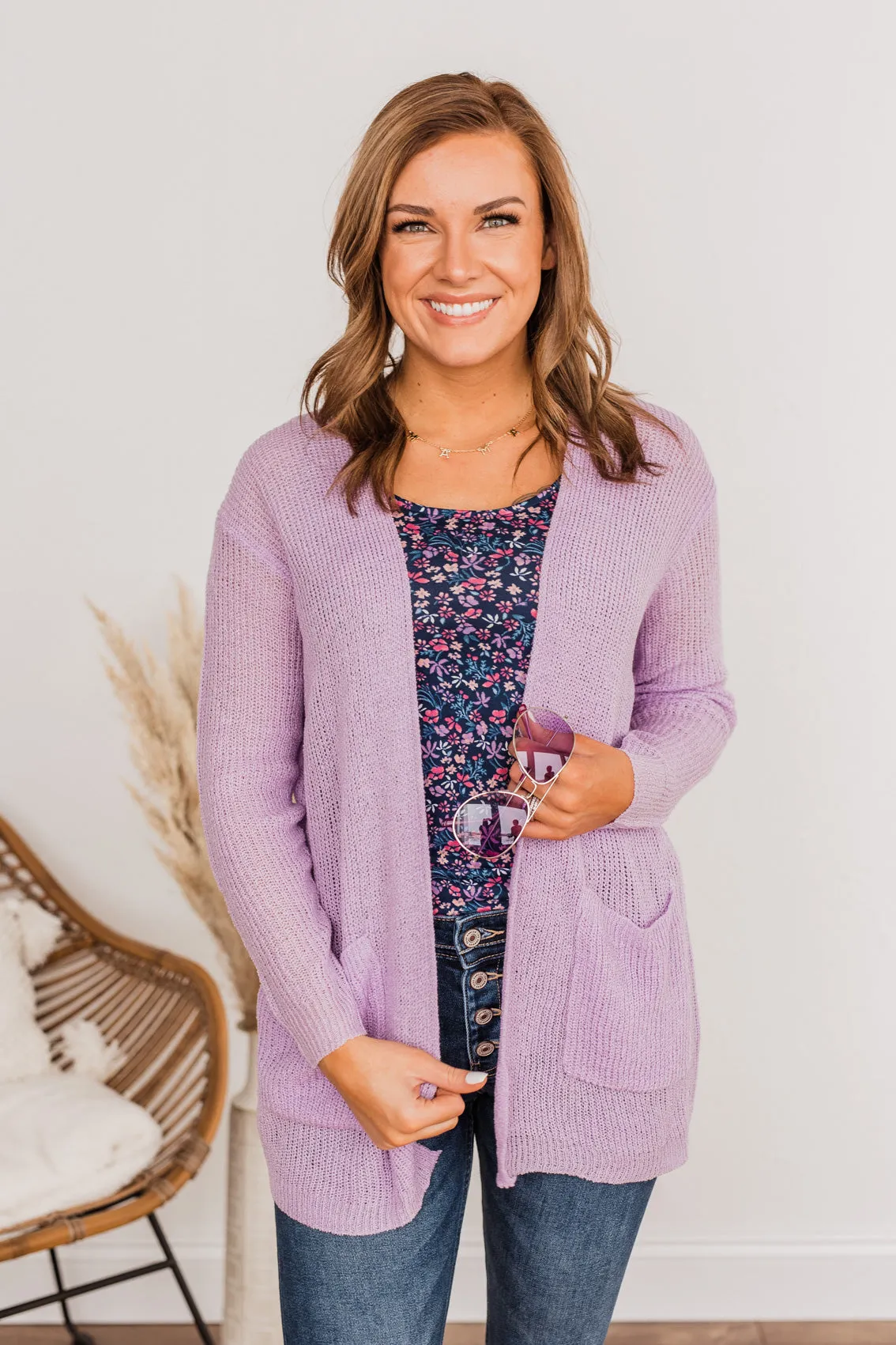 Time For An Adventure Knit Cardigan- Lilac