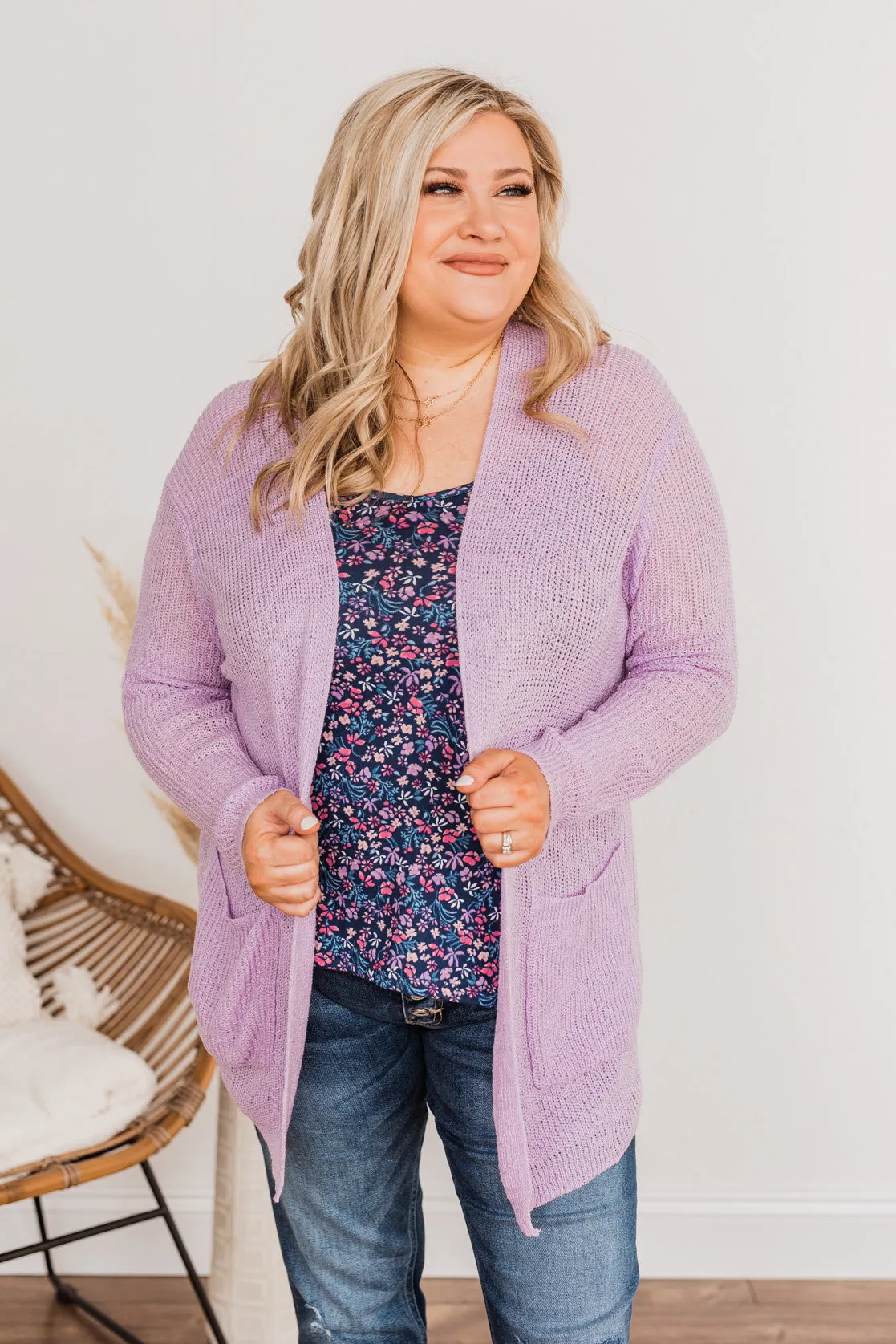 Time For An Adventure Knit Cardigan- Lilac