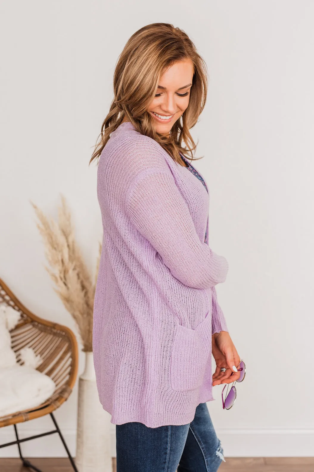 Time For An Adventure Knit Cardigan- Lilac