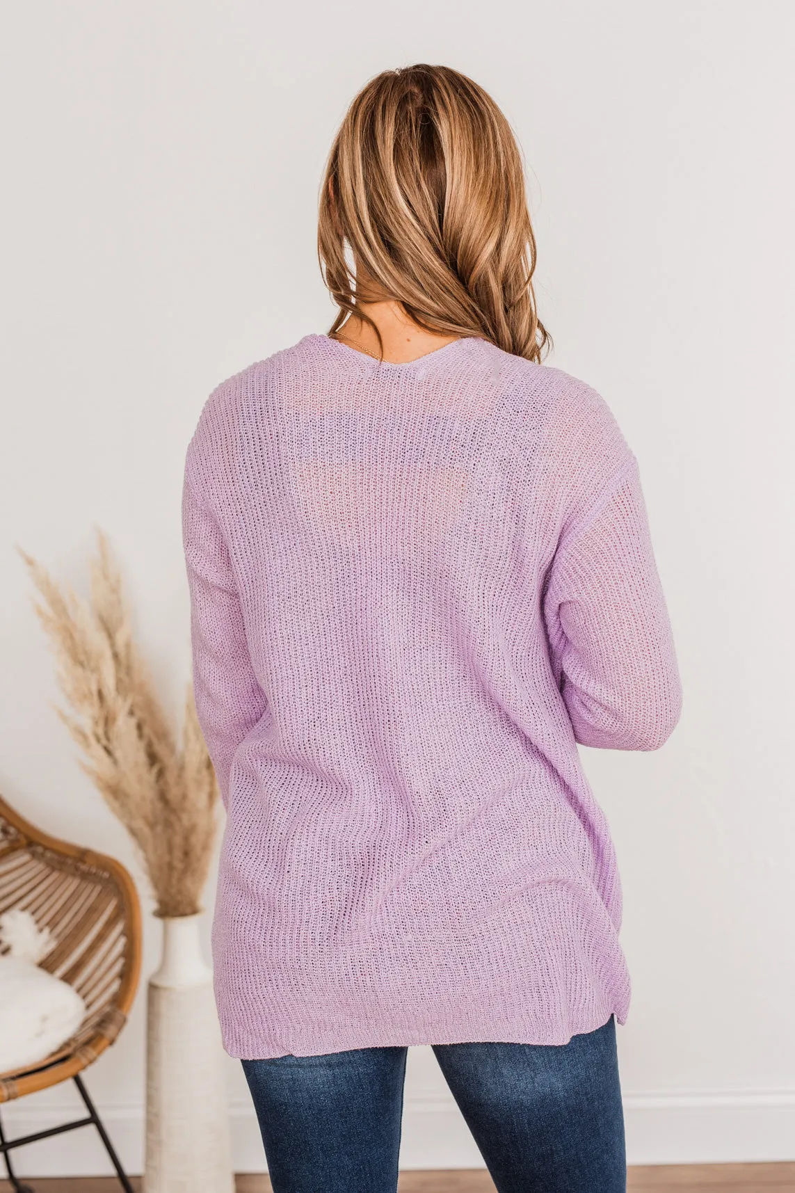 Time For An Adventure Knit Cardigan- Lilac