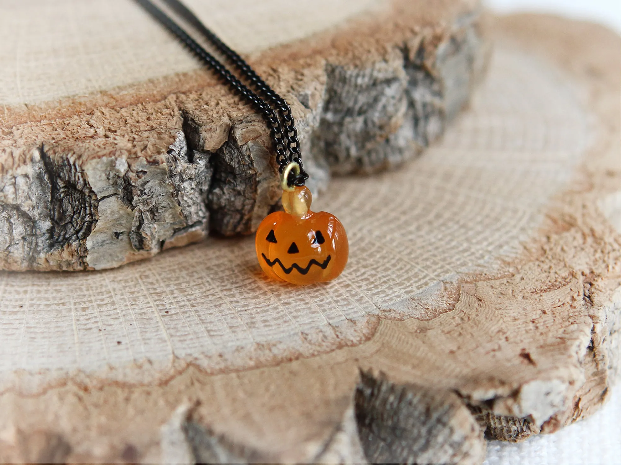 Tiny Jack O Lantern and Ghost Necklace