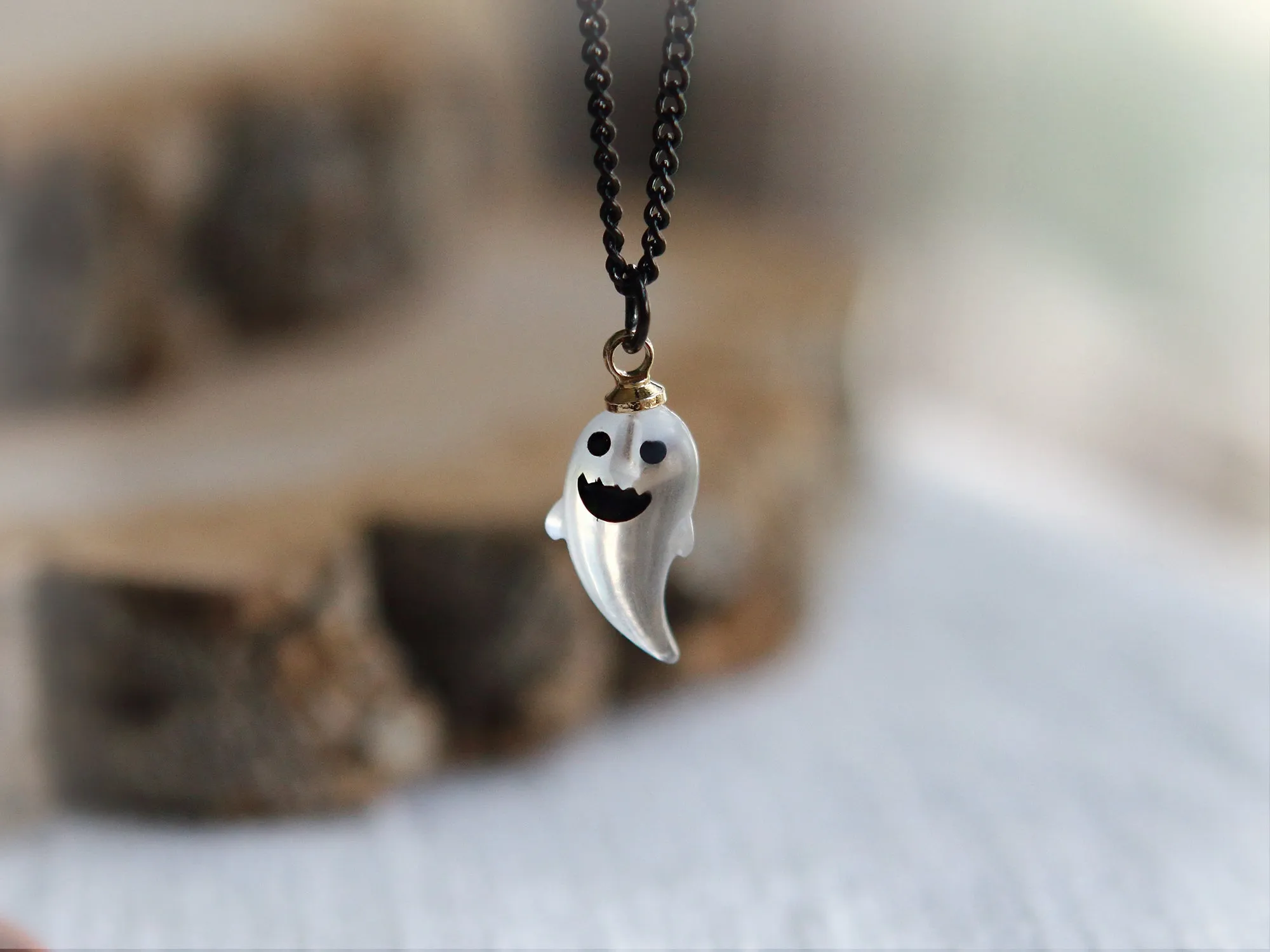 Tiny Jack O Lantern and Ghost Necklace