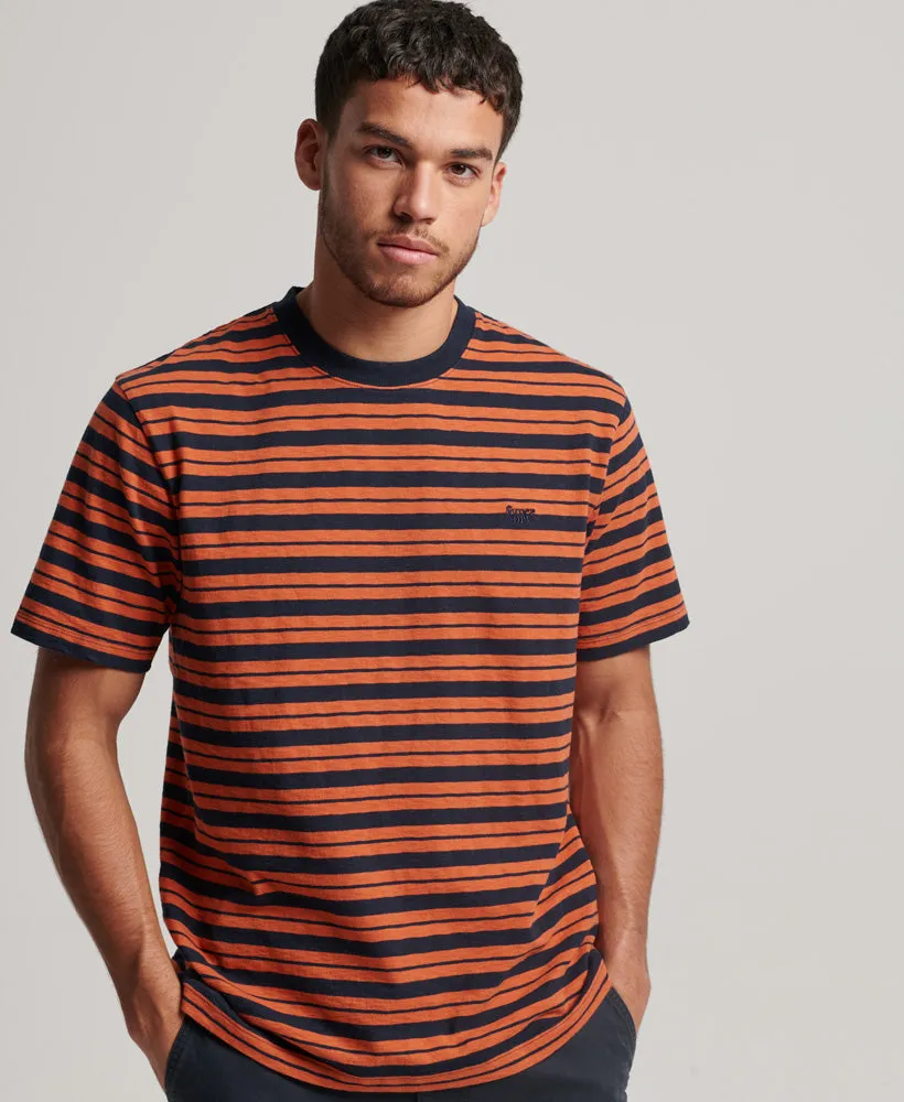 Vintage Textured Stripe T-Shirt | Terracotta/Navy Stripe