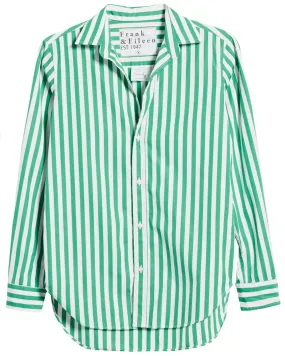 Wide Green Stripe Frank Button Up Shirt