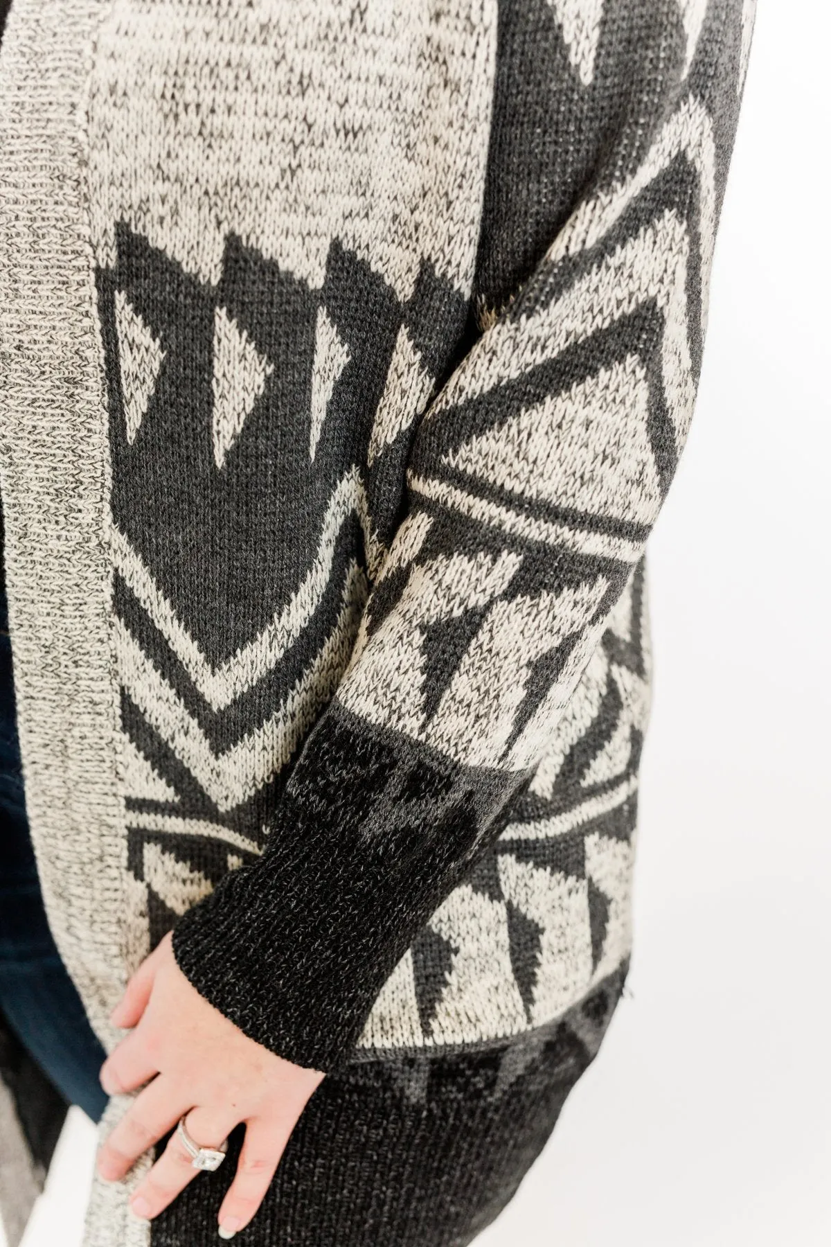 Winter Breeze Heavy Knit Cardigan- Grey & Charcoal