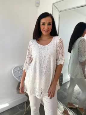 Winter White Floral Lace Top Charlie