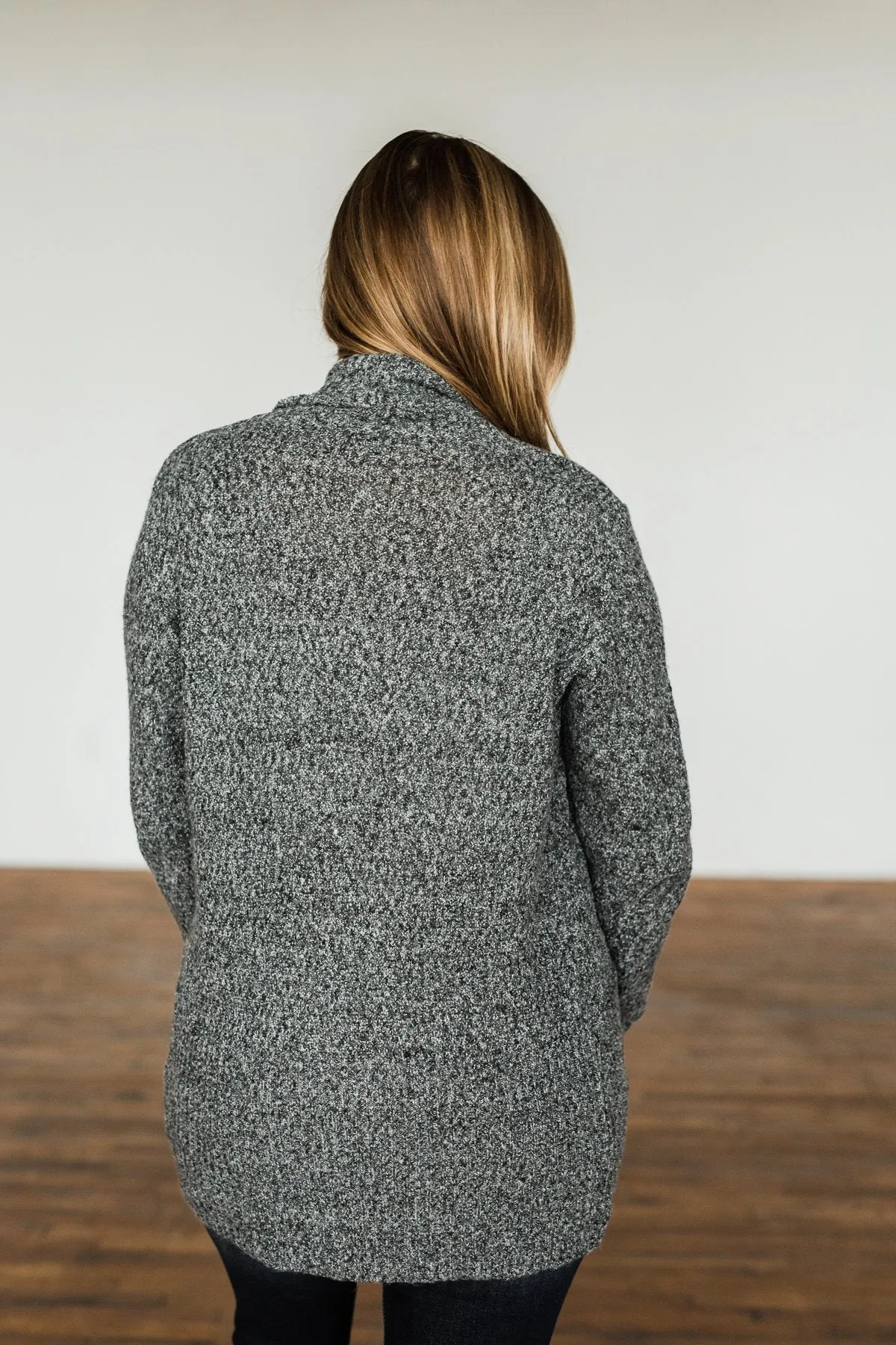 Wish You Well Knit Drape Cardigan- Charcoal