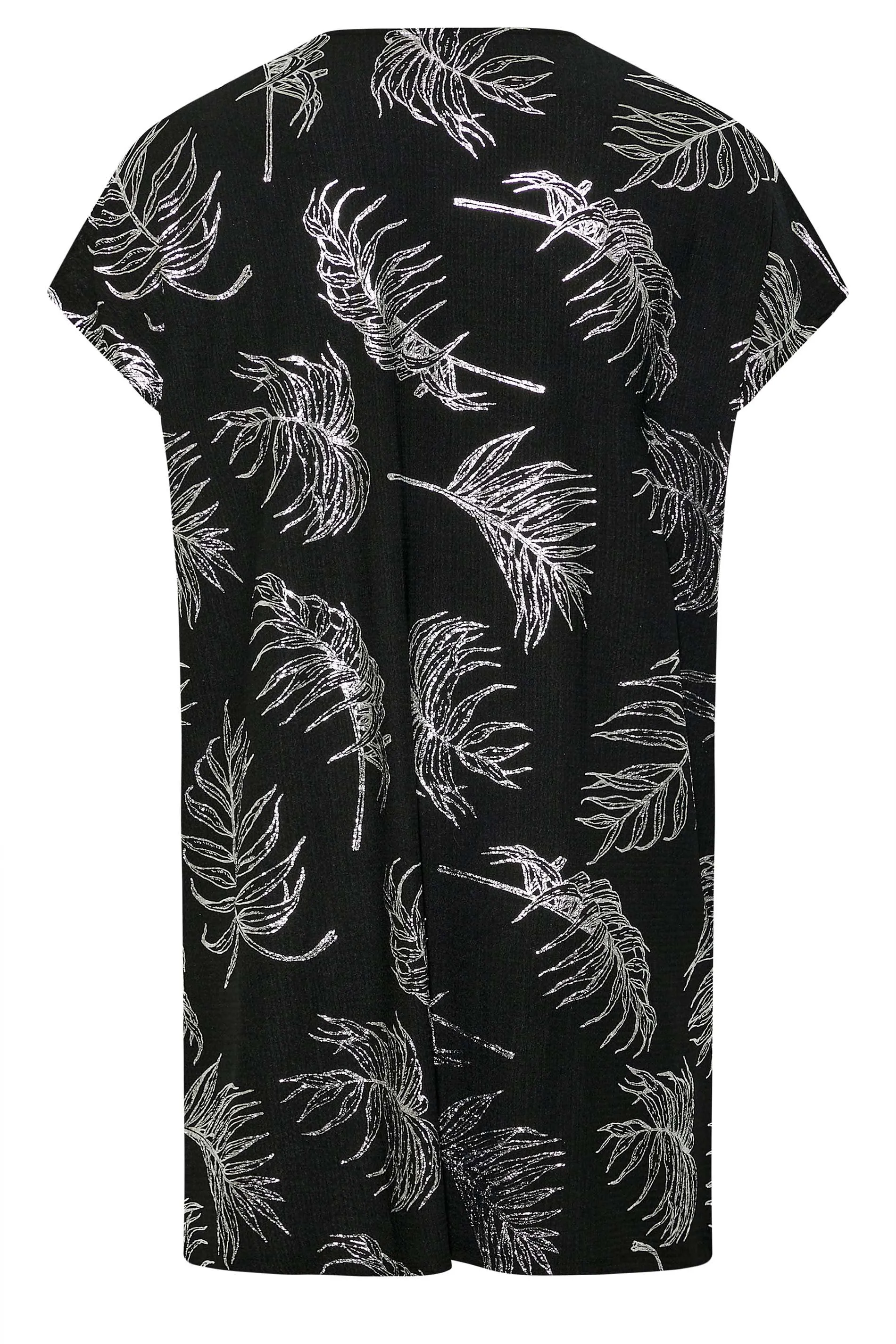 YOURS Curve Black Foil Leaf Print Cardigan