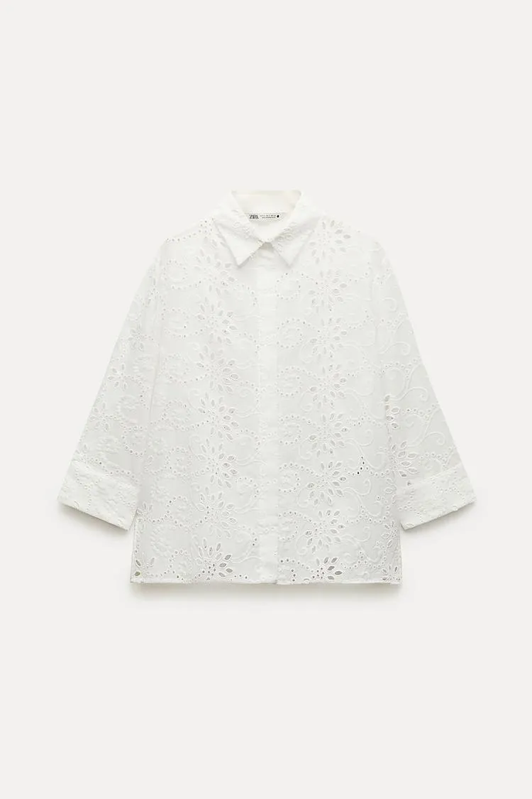 ZARA  |Casual Style Long Sleeves Cotton Shirts & Blouses