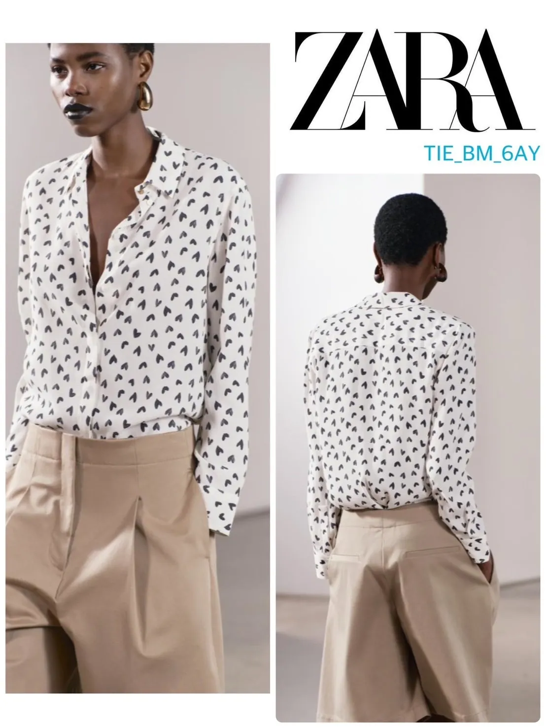 ZARA  |Heart Casual Style Long Sleeves Elegant Style