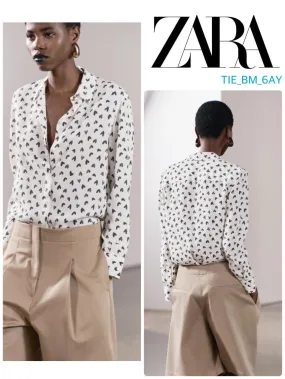 ZARA  |Heart Casual Style Long Sleeves Elegant Style