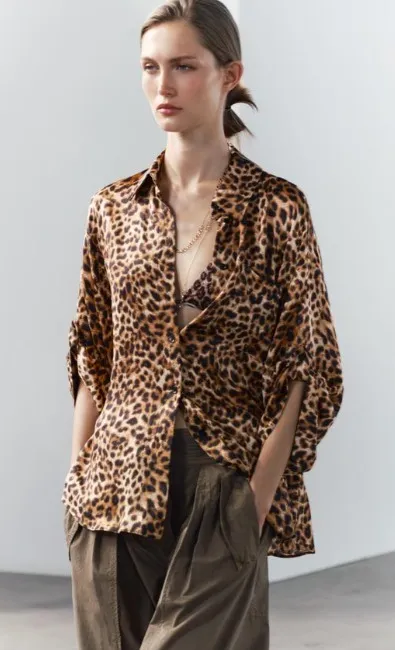 ZARA  |Leopard Patterns Casual Style Long Sleeves