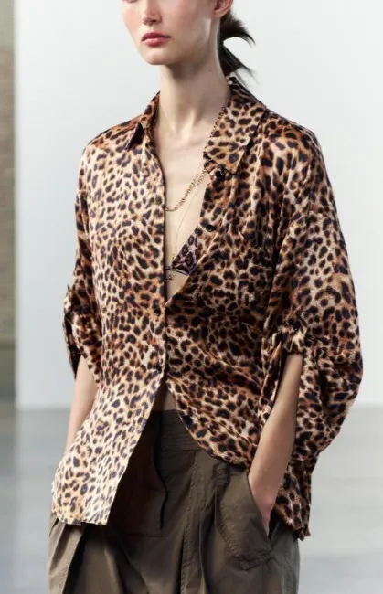 ZARA  |Leopard Patterns Casual Style Long Sleeves